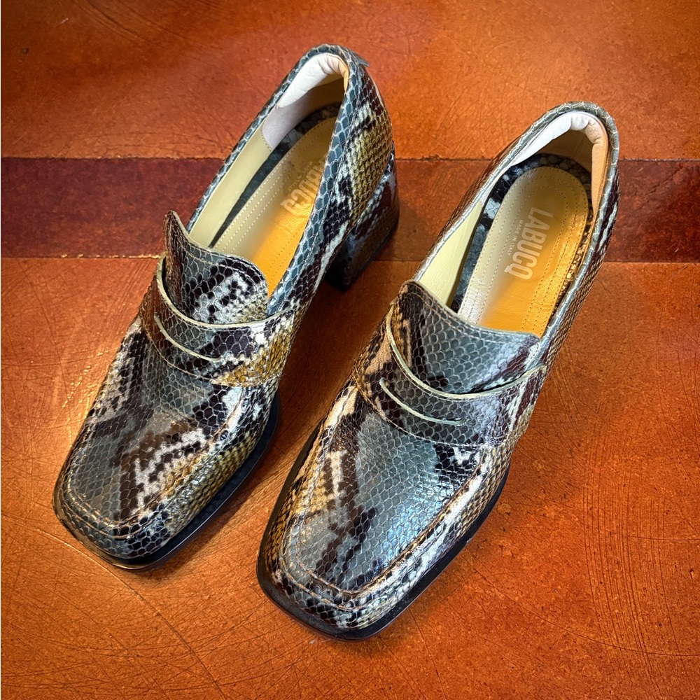 Labucq Green Snakeskin Loafers